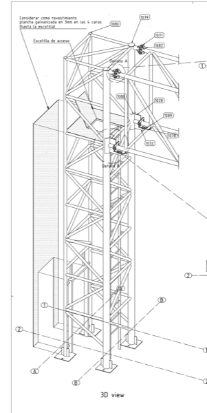Plano técnico de la torre del pórtico