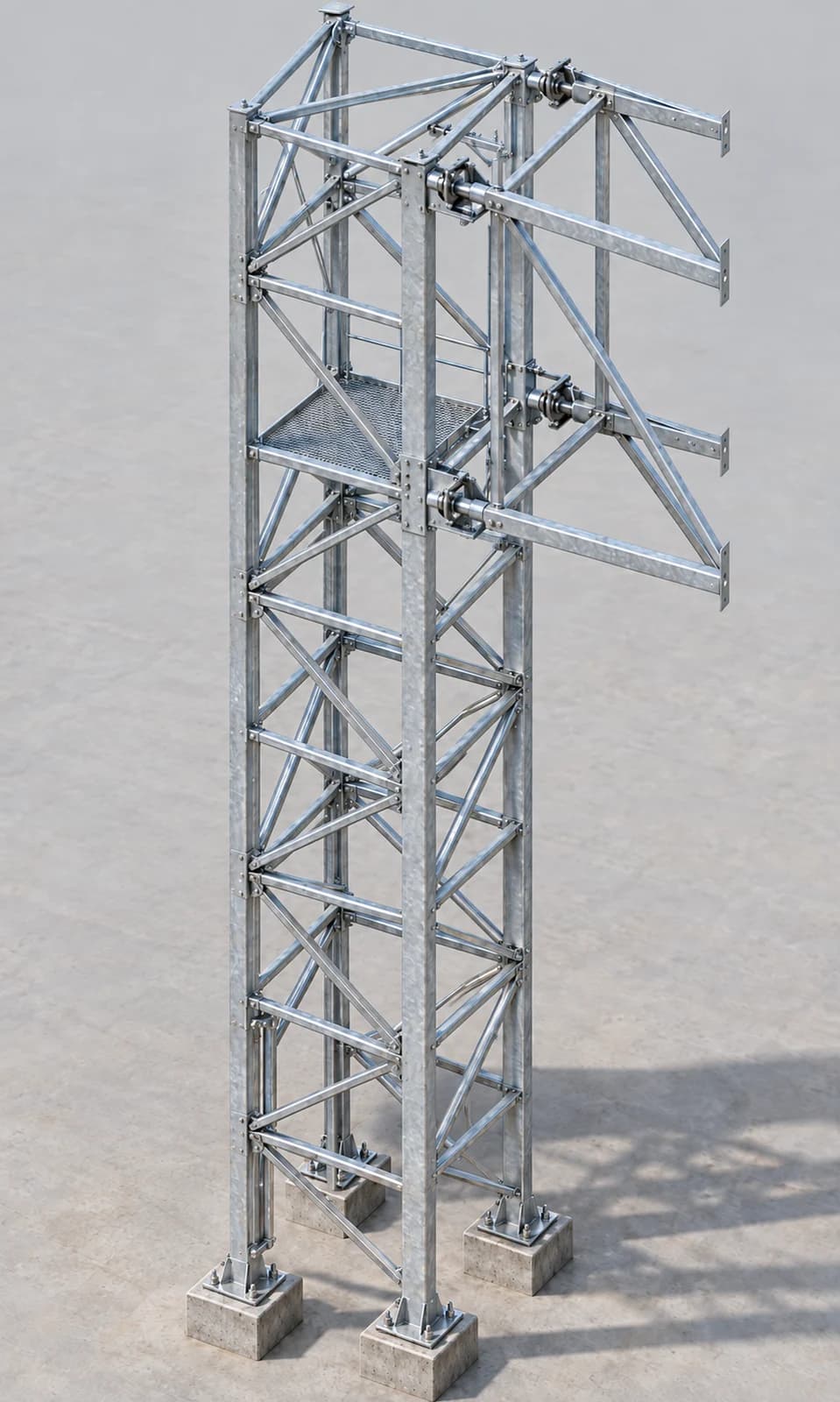 Render de la torre con sus perfiles y conexiones