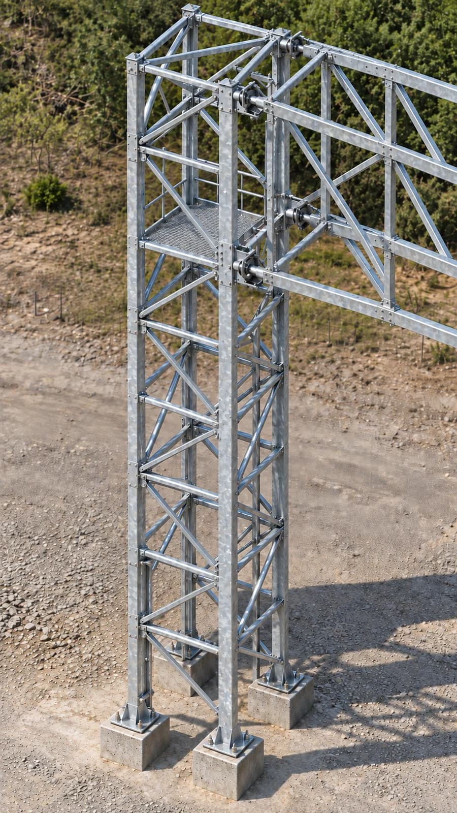 Visualización realista de la torre situada en terreno